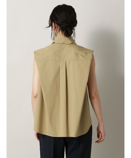 CIS.（シス）の「CIS. スカラップ＆ピンホールカラーシャツ ノースリーブ ウォッシャブル 無地 カラーピン付き（シャツ/ブラウス・レディース・オフホワイト/ベージュ・36(7号)/38(9号)）」の13枚目の写真