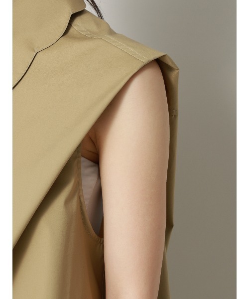 CIS.（シス）の「CIS. スカラップ＆ピンホールカラーシャツ ノースリーブ ウォッシャブル 無地 カラーピン付き（シャツ/ブラウス・レディース・オフホワイト/ベージュ・36(7号)/38(9号)）」の16枚目の写真