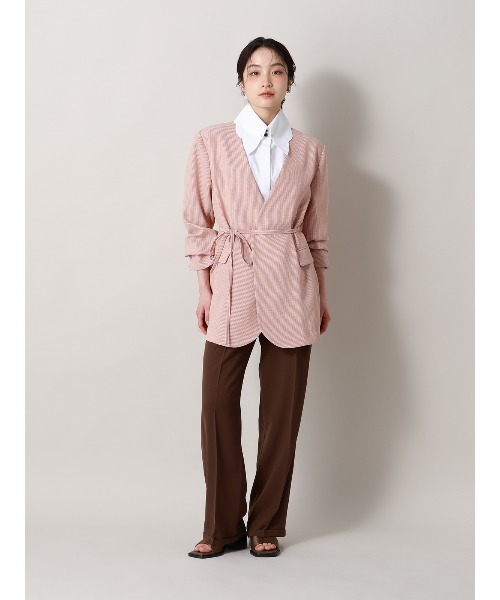 CIS.（シス）の「CIS. スカラップ＆ピンホールカラーシャツ ノースリーブ ウォッシャブル 無地 カラーピン付き（シャツ/ブラウス・レディース・オフホワイト/ベージュ・36(7号)/38(9号)）」の21枚目の写真