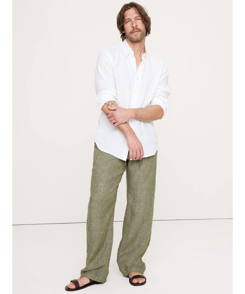 Banana Republic(バナナリパブリック)の「リラックス リネン プルオン ビーチパンツ(その他パンツ・メンズ・グリーン/ベージュ/ブラウン・M/S/XL/L)」の9枚目の写真