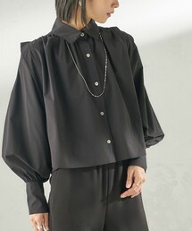 堀田茜×SHIPS:〈接触冷感/撥水/洗濯機可能〉TEXBRID(R) ギャザー ブラウス