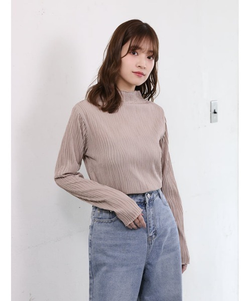 fifth(フィフス)の「ウェーブジャガードボトルネックロンT(Tシャツ/カットソー・レディース・ブラック/グレイッシュベージュ/アイボリー/マスタード・M)」の3枚目の写真