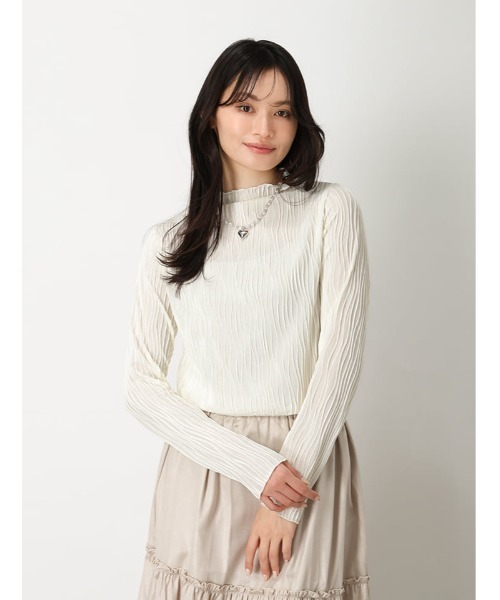 fifth(フィフス)の「ウェーブジャガードボトルネックロンT(Tシャツ/カットソー・レディース・ブラック/グレイッシュベージュ/アイボリー/マスタード・M)」の2枚目の写真