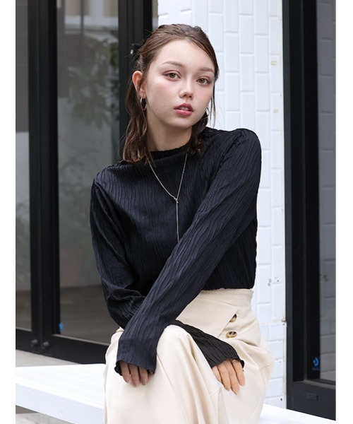 fifth(フィフス)の「ウェーブジャガードボトルネックロンT(Tシャツ/カットソー・レディース・ブラック/グレイッシュベージュ/アイボリー/マスタード・M)」の6枚目の写真