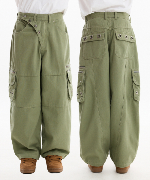 HOODHOOD(フッドフッド)の「アイレットカーゴパンツカーキ(スウェットパンツ・メンズ・その他・1/2/4/3)」の1枚目の写真