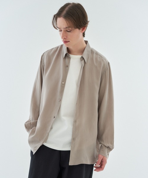 ESTNATION(エストネーション)の「ESTNATION / キュプラ シャツ(シャツ/ブラウス・メンズ・ベージュ/ブラック・LARGE/MEDIUM)」の12枚目の写真