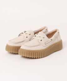 Clarks クラークス TORHILL BOAT レディースシューズ 厚底 モカシン(トーヒルボート) 26186302 クリームヌバック