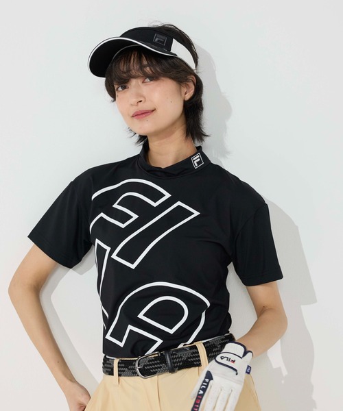 FILA GOLF(フィラゴルフ )の「半袖モックネックシャツ(Tシャツ/カットソー・レディース・ブラック/ミント/ネイビー・XX-LARGE/LARGE/X-LARGE/MEDIUM)」の1枚目の写真