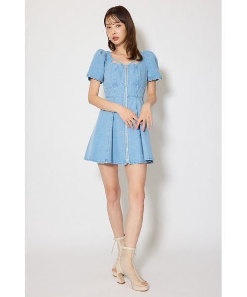 rienda（リエンダ）の「【SNSで話題】フロントジップマーメイドデニムミニワンピース　春服（ワンピース・レディース・ライトブルー/ホワイト/ダークブルー・SMALL/MEDIUM）」の18枚目の写真