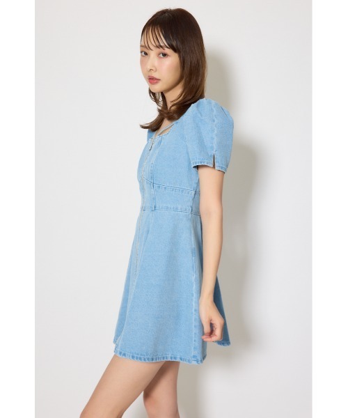 rienda（リエンダ）の「【SNSで話題】フロントジップマーメイドデニムミニワンピース　春服（ワンピース・レディース・ライトブルー/ホワイト/ダークブルー・SMALL/MEDIUM）」の22枚目の写真