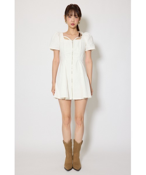 rienda（リエンダ）の「【SNSで話題】フロントジップマーメイドデニムミニワンピース　春服（ワンピース・レディース・ライトブルー/ホワイト/ダークブルー・SMALL/MEDIUM）」の4枚目の写真