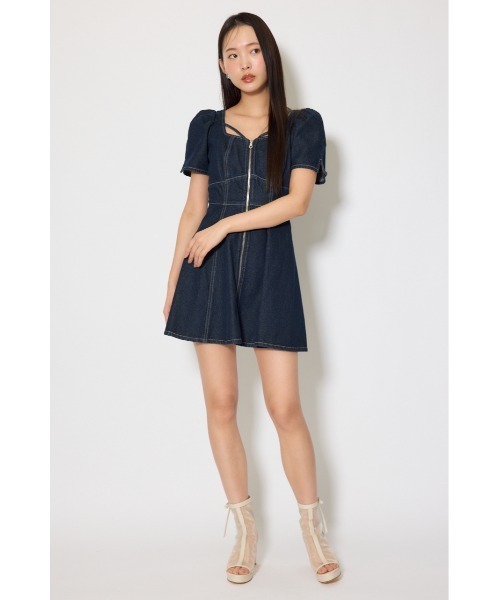 rienda（リエンダ）の「【SNSで話題】フロントジップマーメイドデニムミニワンピース　春服（ワンピース・レディース・ライトブルー/ホワイト/ダークブルー・SMALL/MEDIUM）」の11枚目の写真