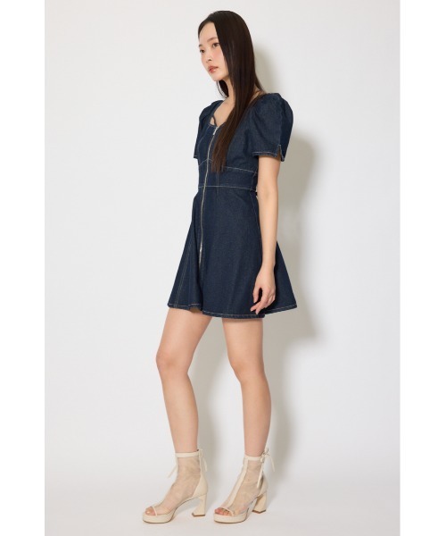 rienda（リエンダ）の「【SNSで話題】フロントジップマーメイドデニムミニワンピース　春服（ワンピース・レディース・ライトブルー/ホワイト/ダークブルー・SMALL/MEDIUM）」の12枚目の写真