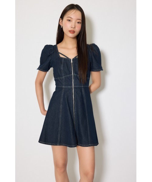 rienda（リエンダ）の「【SNSで話題】フロントジップマーメイドデニムミニワンピース　春服（ワンピース・レディース・ライトブルー/ホワイト/ダークブルー・SMALL/MEDIUM）」の14枚目の写真
