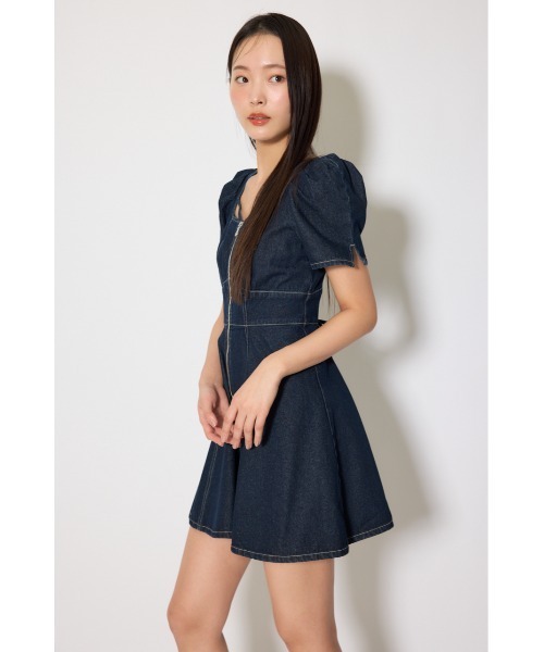 rienda（リエンダ）の「【SNSで話題】フロントジップマーメイドデニムミニワンピース　春服（ワンピース・レディース・ライトブルー/ホワイト/ダークブルー・SMALL/MEDIUM）」の15枚目の写真