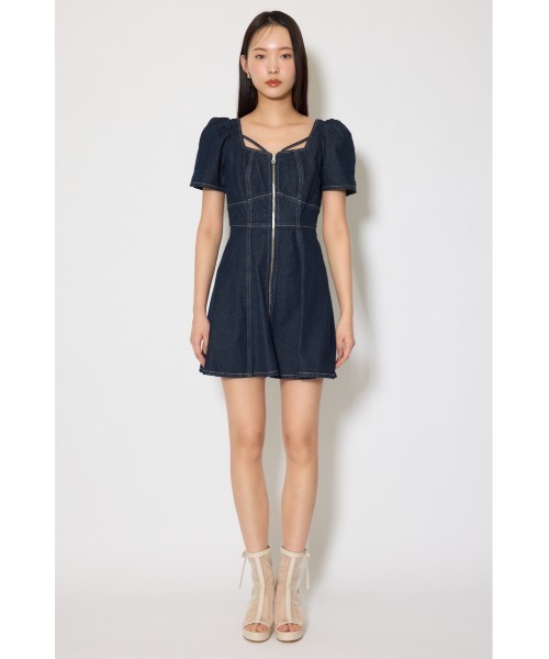 rienda（リエンダ）の「【SNSで話題】フロントジップマーメイドデニムミニワンピース　春服（ワンピース・レディース・ライトブルー/ホワイト/ダークブルー・SMALL/MEDIUM）」の17枚目の写真