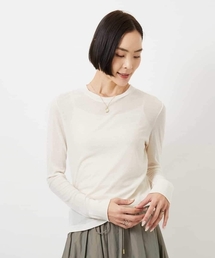 MICHEL KLEIN（ミッシェル・クラン）の「シアークルーネック ロングスリーブ プルオーバー（Tシャツ/カットソー）」