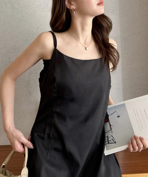 Eclat one(エクラワン)の「【Eclat one】ウエストタック シンプル キャミ ワンピース(ワンピース・レディース・ブラック/グレー/ブラウン・FREE)」の7枚目の写真