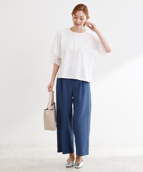 Reflect(リフレクト)の「【UVカット/接触冷感】スカラップレースジャージカットソー(Tシャツ/カットソー・レディース・ブラック/ホワイト・09/11)」の5枚目の写真