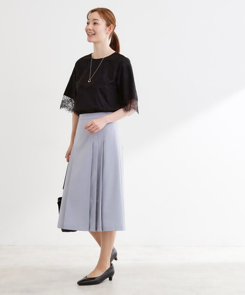 Reflect(リフレクト)の「【UVカット/接触冷感】スカラップレースジャージカットソー(Tシャツ/カットソー・レディース・ブラック/ホワイト・09/11)」の9枚目の写真