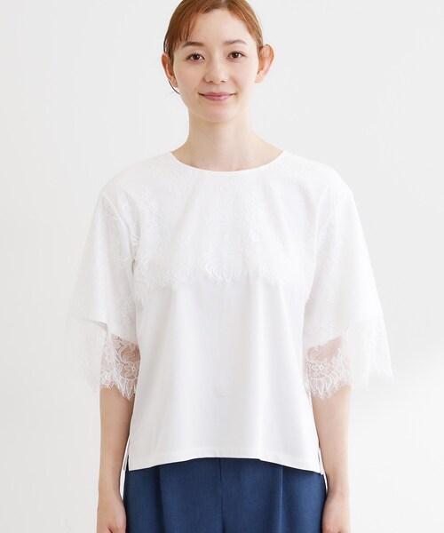 Reflect(リフレクト)の「【UVカット/接触冷感】スカラップレースジャージカットソー(Tシャツ/カットソー・レディース・ブラック/ホワイト・09/11)」の12枚目の写真