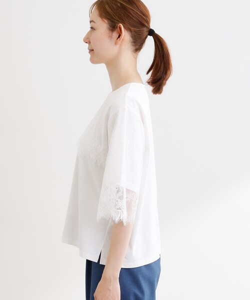 Reflect(リフレクト)の「【UVカット/接触冷感】スカラップレースジャージカットソー(Tシャツ/カットソー・レディース・ブラック/ホワイト・09/11)」の13枚目の写真