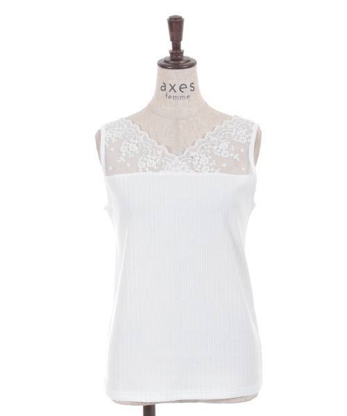 axes femme（アクシーズファム）の「吸水速乾レース切替タンク（タンクトップ・レディース・サックスブルー/ブラック/ホワイト/イエロー・FREE）」の5枚目の写真