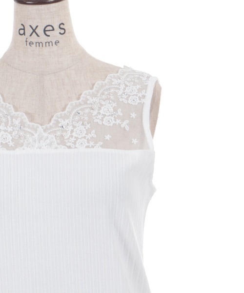 axes femme（アクシーズファム）の「吸水速乾レース切替タンク（タンクトップ・レディース・サックスブルー/ブラック/ホワイト/イエロー・FREE）」の12枚目の写真