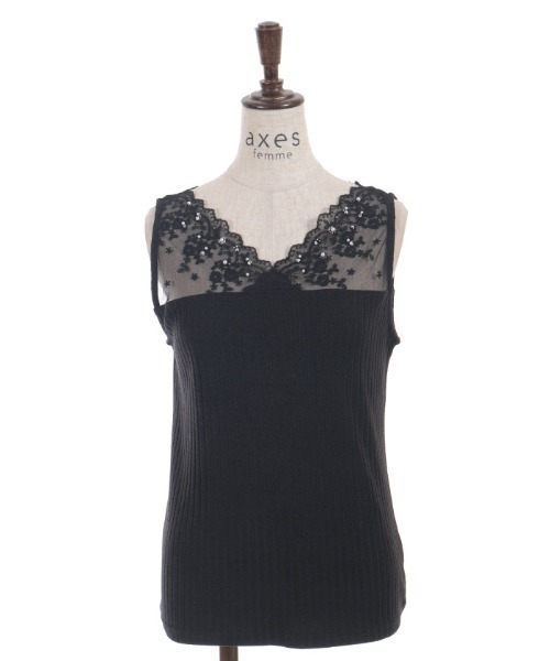 axes femme（アクシーズファム）の「吸水速乾レース切替タンク（タンクトップ・レディース・サックスブルー/ブラック/ホワイト/イエロー・FREE）」の13枚目の写真