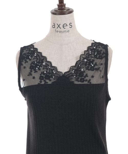 axes femme（アクシーズファム）の「吸水速乾レース切替タンク（タンクトップ・レディース・サックスブルー/ブラック/ホワイト/イエロー・FREE）」の16枚目の写真