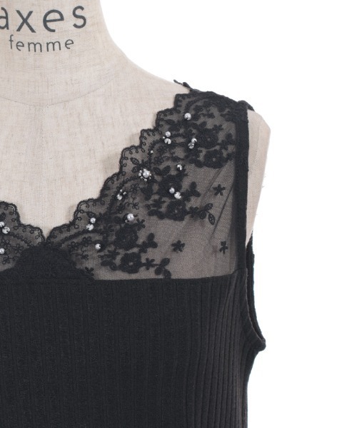 axes femme（アクシーズファム）の「吸水速乾レース切替タンク（タンクトップ・レディース・サックスブルー/ブラック/ホワイト/イエロー・FREE）」の19枚目の写真