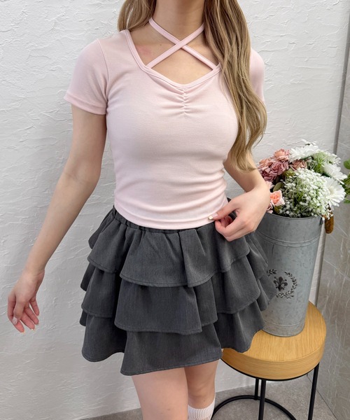 PHILLY(フィリー)の「シンプルチョーカーT(Tシャツ/カットソー・レディース・ブラック/グレー/ピンク・FREE)」の4枚目の写真