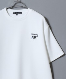 Cat & Ghost Embroidered Short-Sleeve T-Shirt / ねこ&おばけ刺繍ワンポイント 接触冷感 速乾 半袖Tシャツ メンズ レディース 猫 ネコ