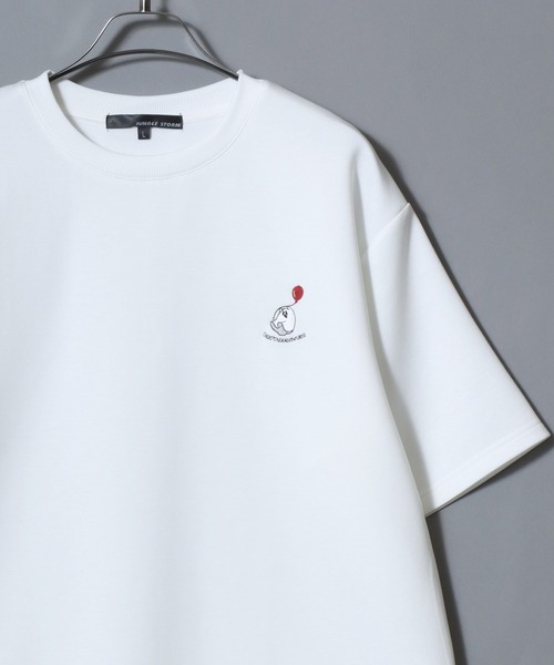 ANPAS(アンパス)の「Cat & Ghost Embroidered Short-Sleeve T-Shirt / ねこ&おばけ刺繍ワンポイント 接触冷感 速乾 半袖Tシャツ メンズ レディース 猫 ネコ(Tシャツ/カットソー・メンズ・ブラック系1/ブラック系3/ホワイト系4/ホワイト系1/ホワイト系2/ブラック系2/ホワイト系3/ブラック系4・M/L)」の4枚目の写真