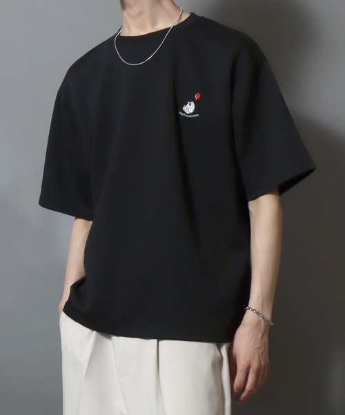 ANPAS(アンパス)の「Cat & Ghost Embroidered Short-Sleeve T-Shirt / ねこ&おばけ刺繍ワンポイント 接触冷感 速乾 半袖Tシャツ メンズ レディース 猫 ネコ(Tシャツ/カットソー・メンズ・ブラック系1/ブラック系3/ホワイト系4/ホワイト系1/ホワイト系2/ブラック系2/ホワイト系3/ブラック系4・M/L)」の10枚目の写真