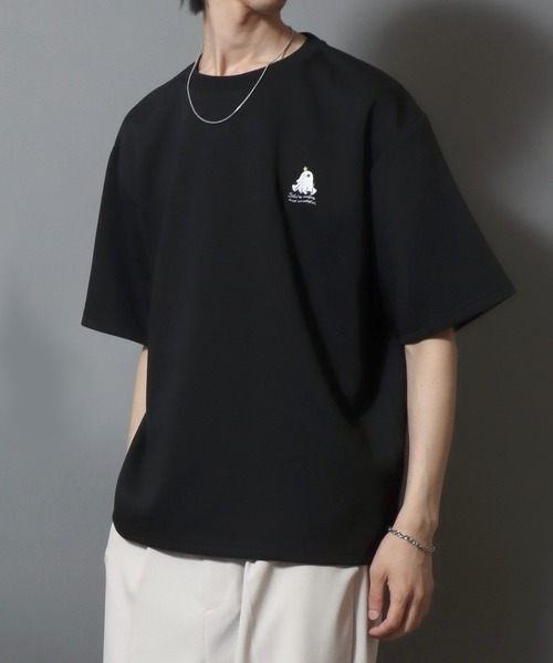 ANPAS(アンパス)の「Cat & Ghost Embroidered Short-Sleeve T-Shirt / ねこ&おばけ刺繍ワンポイント 接触冷感 速乾 半袖Tシャツ メンズ レディース 猫 ネコ(Tシャツ/カットソー・メンズ・ブラック系1/ブラック系3/ホワイト系4/ホワイト系1/ホワイト系2/ブラック系2/ホワイト系3/ブラック系4・M/L)」の15枚目の写真
