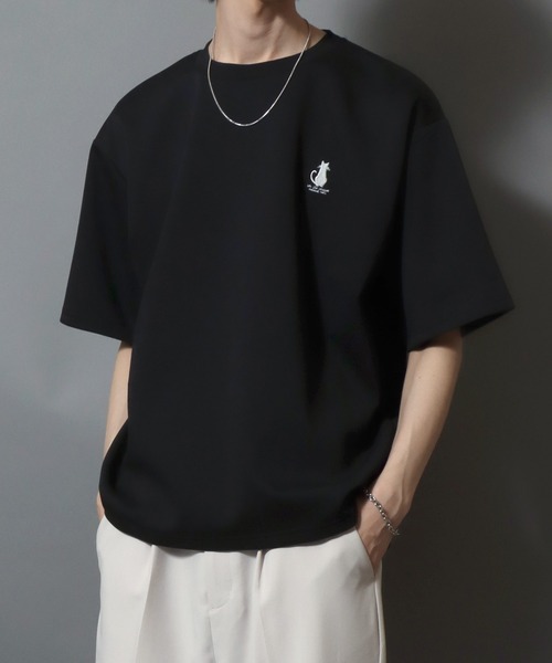ANPAS(アンパス)の「Cat & Ghost Embroidered Short-Sleeve T-Shirt / ねこ&おばけ刺繍ワンポイント 接触冷感 速乾 半袖Tシャツ メンズ レディース 猫 ネコ(Tシャツ/カットソー・メンズ・ブラック系1/ブラック系3/ホワイト系4/ホワイト系1/ホワイト系2/ブラック系2/ホワイト系3/ブラック系4・M/L)」の22枚目の写真