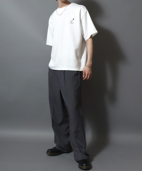 ANPAS(アンパス)の「Cat & Ghost Embroidered Short-Sleeve T-Shirt / ねこ&おばけ刺繍ワンポイント 接触冷感 速乾 半袖Tシャツ メンズ レディース 猫 ネコ(Tシャツ/カットソー・メンズ・ブラック系1/ブラック系3/ホワイト系4/ホワイト系1/ホワイト系2/ブラック系2/ホワイト系3/ブラック系4・M/L)」の9枚目の写真