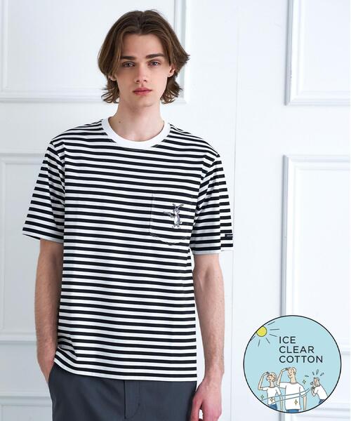 DRESSTERIOR(ドレステリア)の「◆【接触冷感/抗菌防臭/消臭】ICE CLEAR COTTON ボーダーTシャツ(Tシャツ/カットソー・メンズ・ブラック系2・91/90/94/92)」の1枚目の写真