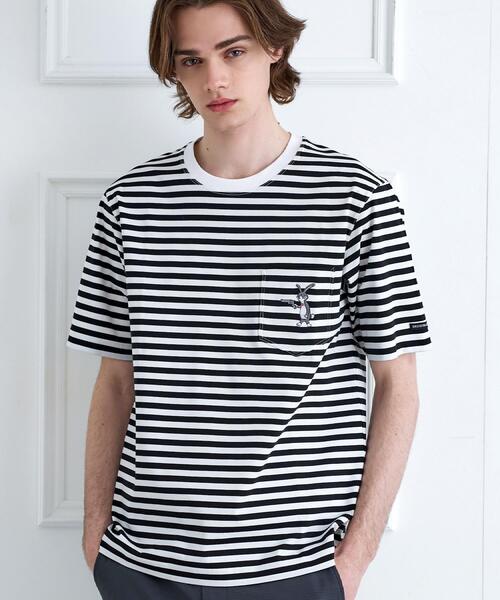 DRESSTERIOR(ドレステリア)の「◆【接触冷感/抗菌防臭/消臭】ICE CLEAR COTTON ボーダーTシャツ(Tシャツ/カットソー・メンズ・ブラック系2・91/90/94/92)」の2枚目の写真