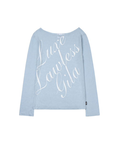 GILAARCHIVE（ギラアーカイブ）の「SCRIPT LETTERING SHEER LONG SLEEVE_SKY BLUE（Tシャツ/カットソー・レディース・その他・FREE）」の4枚目の写真