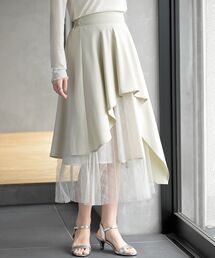 異素材切替ラッフルスカート