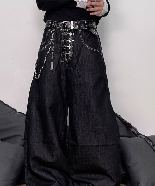 VIBGYOR（ヴィブジョー）の「【Bls】 【ZM】【Bling Leads】フックデニムパンツ(BL)（デニムパンツ・メンズ・ブラック・FREE）」の2枚目の写真