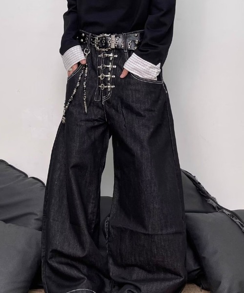 VIBGYOR（ヴィブジョー）の「【Bls】 【ZM】【Bling Leads】フックデニムパンツ(BL)（デニムパンツ・メンズ・ブラック・FREE）」の3枚目の写真