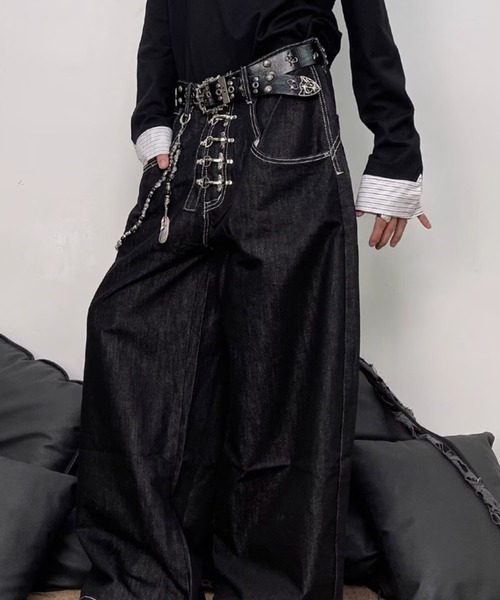 VIBGYOR（ヴィブジョー）の「【Bls】 【ZM】【Bling Leads】フックデニムパンツ(BL)（デニムパンツ・メンズ・ブラック・FREE）」の4枚目の写真