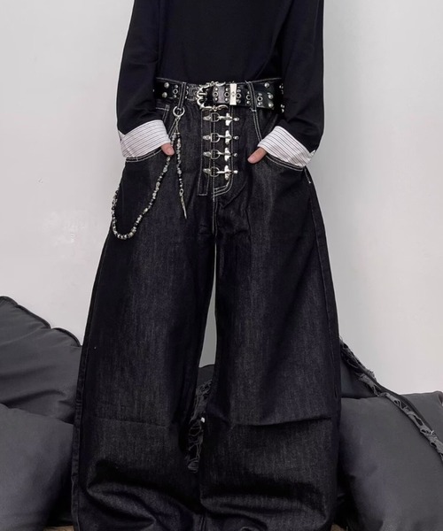 VIBGYOR（ヴィブジョー）の「【Bls】 【ZM】【Bling Leads】フックデニムパンツ(BL)（デニムパンツ・メンズ・ブラック・FREE）」の5枚目の写真