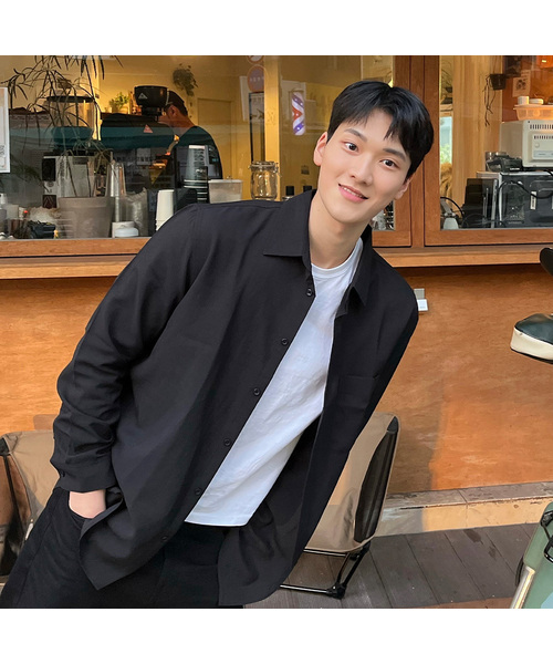 MINDBRIDGE(マインドブリッジ)の「リネンライクセミオーバーサイズシャツ - 3カラー(シャツ/ブラウス・メンズ・ダークグレー/ライトブルー/ブラック・95/100/105/110)」の1枚目の写真