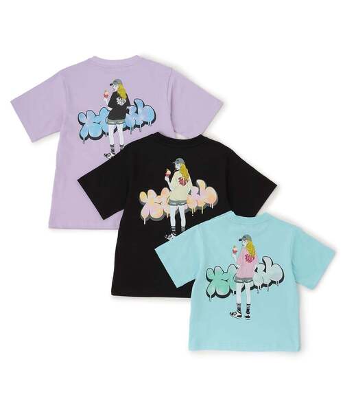 X-girl Stages（エックスガールステージス）の「ガールイラストバックプリント ビッグTワンピ（ワンピース・キッズ・ブラック/ライトブルー/ラベンダー・140cm/100cm/90cm/120cm/110cm/130cm）」の10枚目の写真