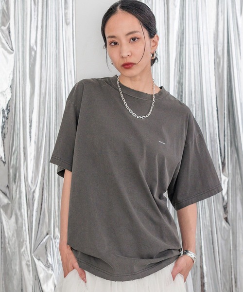 HEREIAM（ヘレイアム）の「【HEREIAM】ユニセックス/ピグメントクラッシュＴ（Tシャツ/カットソー・レディース・ブラック系/ライム/アイボリー・FREE）」の2枚目の写真