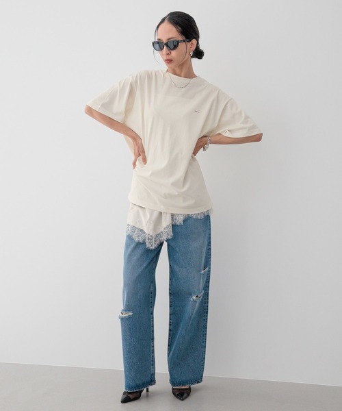 HEREIAM（ヘレイアム）の「【HEREIAM】ユニセックス/ピグメントクラッシュＴ（Tシャツ/カットソー・レディース・ブラック系/ライム/アイボリー・FREE）」の4枚目の写真